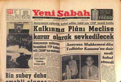 Yeni Sabah Gazetesi 25 Eylül 1962 - Kalkınma Plânı Meclise Karar Olarak Sevkedilecek - Yağmurlardan Ankarada Meclis Binasını Sel Bastı GZ124053 - 1
