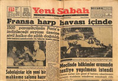 Yeni Sabah Gazetesi 25 Nisan 1961 - Fransa Harp Havası İçinde - Laos Meselesi Çok Kritik Bir Safhada GZ124092 - 1