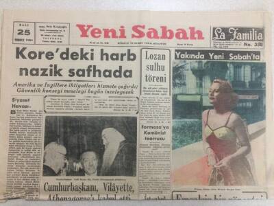 Yeni Sabah Gazetesi 25 Temmuz 1950 - Korede ki Savaş Nazik Safhada GZ52202 - 1