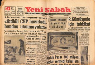 Yeni Sabah Gazetesi 26 Eylül 1962 - Üzerinde İnönünün Resmi Bulunan Yeşil Renkli Banknotların Zamanaşımı Müddeti de Doldu GZ124058 - 1