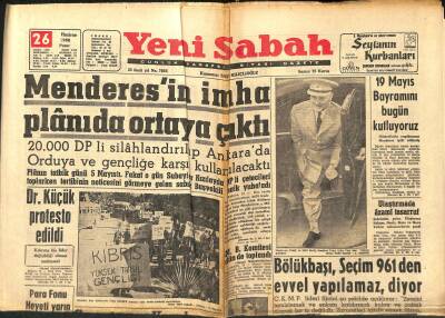 Yeni Sabah Gazetesi 26 Haziran 1960 - Vehbi Koç 26 Kilo Altın Bağışladı - Menderesin İmha Plânıda Ortaya Çıktı GZ123741 - 1