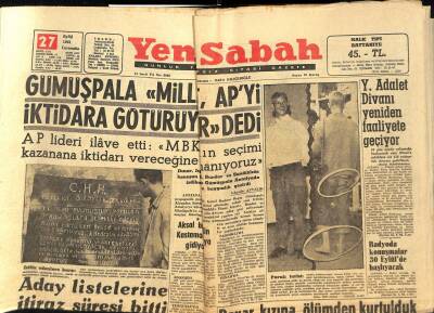 Yeni Sabah Gazetesi 27 Eylül 1961 - Fenerbahçenin Tiran Seyahati Yarına Kaldı - Aksal Bugün Kastamonuya Gidiyor GZ124087 - 1