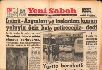Yeni Sabah Gazetesi 27 Eylül 1962 - Arjantinde 200 Subay Nezaret Altına Alındı - NATO , Eminsular İçin Para Vermemiş GZ124059 - 1