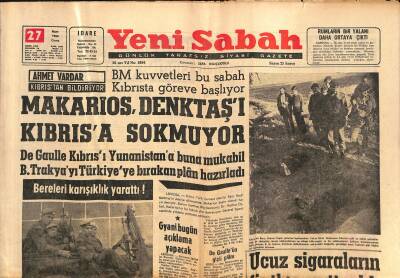 Yeni Sabah Gazetesi 27 Mart 1964 - Darende İlçesi Sular Altında - Makarios , Denktaşı Kıbrısa Sokmuyor GZ124189 - 1