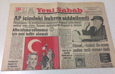 Yeni Sabah Gazetesi 27 Mayıs 1962 - AP İçindeki Buhran Şiddetlendi - GZ15475 - 2