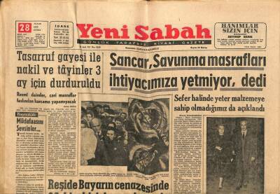 Yeni Sabah Gazetesi 28 Aralık 1962 - Reşide Bayarın Cenazesinde 20 Bin Kişi Hazır Bulundu - Kıbrısta Belediyeler İçin Anlaşma Olmadı GZ123906 - 1
