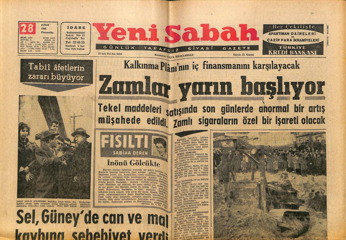 Yeni Sabah Gazetesi 28 Şubat 1963 - Tekel Maddeleri Satışında Son Günlerde Anormal Bir Artış Müşahede Edildi GZ148321 - 1