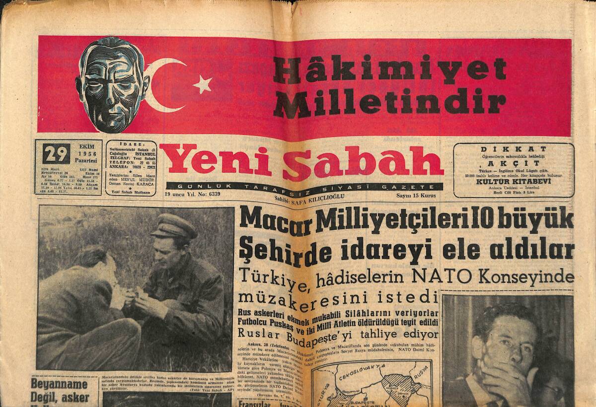 Yeni Sabah Gazetesi 29 Ekim 1956 - CHP Kongresi Günaltay Ve Gülek'in Nutuklarıyla Sona Erdi GZ148377 - 1