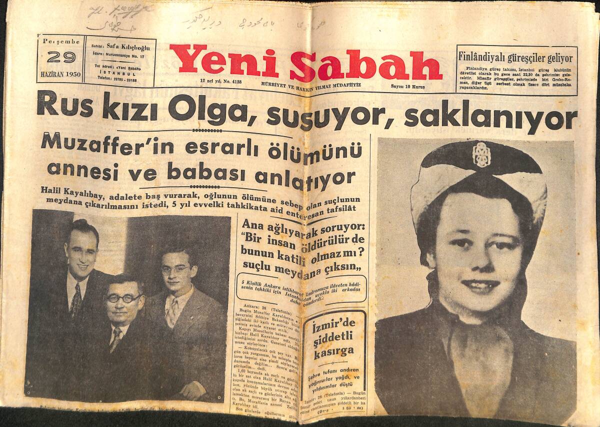 Yeni Sabah Gazetesi 29 Haziran 1950 - Rus Kızı Olga, Susuyor, Saklanıyor - Kore'de Seoul Şehri Solculardan Geri Alındı GZ146729 - 1