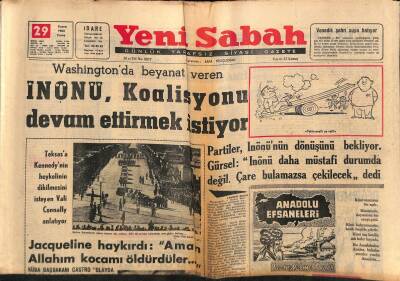 Yeni Sabah Gazetesi 29 Kasım 1963 - Toptaşı Cezaevinde Bir Ayaklanma Oldu - Jacqualine Haykırdı Aman Allahım Kocamı Öldürdüler.. GZ123871 - 1