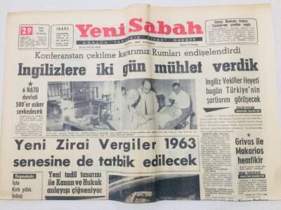 Yeni Sabah Gazetesi 29 Ocak 1964 - İngilizlere İki Gün Müsaade GZ53342 - 1