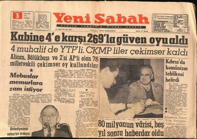 Yeni Sabah Gazetesi 3 Aralık 1961 - Kıbrısda Komünizm Tehlikesi Belirdi - Can Bartu Bugün Oynamak İstiyor GZ124174 - 1