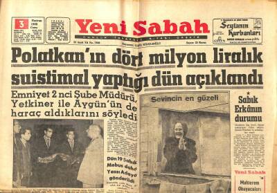 Yeni Sabah Gazetesi 3 Haziran 1960 - Polatkanın Dört Milyon Liralık Suistimal Yaptığı Dün Açıklandı GZ123738 - 1