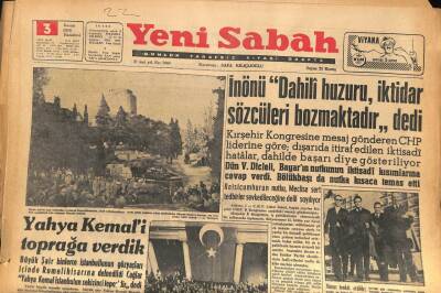 Yeni Sabah Gazetesi 3 Kasım 1958 - Yahya Kemali Toprağa Verdik GZ85584 - 1