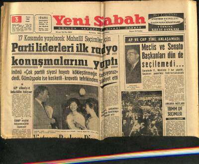 Yeni Sabah Gazetesi 3 Kasım 1963 - Çekoslovakya Güvenlik Konseyine Seçildi - Parti Liderleri İlk Radyo Konuşmalarını Yaptı GZ123817 - 1