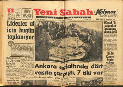 Yeni Sabah Gazetesi 3 Mayıs 1962 - Samsun Cezaevinde İsyan Çıktı - NATO Konseyi Bugün Açılıyor GZ123758 - 1