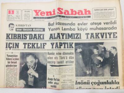Yeni Sabah Gazetesi 3 Ocak 1964 - Türk Meclis Heyeti Kıbrısa Gidemiyor GZ53337 - 1