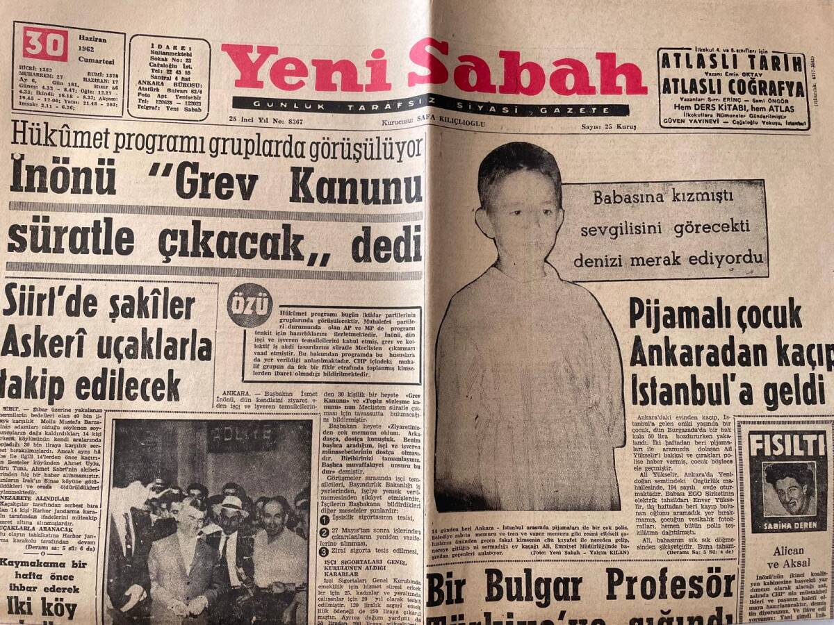 Yeni Sabah Gazetesi 30 Haziran 1962 - Kleopatra Fox Şirketini Zor Duruma Düşürdü - Bir Bulgar Profesör Türkiye'ye Sığındı GZ148271 - 1
