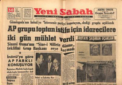 Yeni Sabah Gazetesi 30 Mart 1963 - AP Grupu Toptan İstifa İçin İdarecilere İki Gün Mühlet Verdi GZ124061 - 1