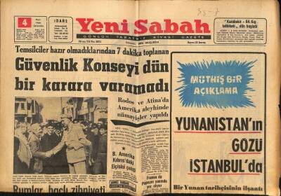Yeni Sabah Gazetesi - 4 Mart 1964 - Paşakapısı Cezaevinde de Dün İsyan Çıktı - Yunanistanın Gözü İstanbulda GZ124145 - 1