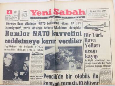Yeni Sabah Gazetesi 4 Şubat 1964 - Türk Hava Yolları Uçağı Kayıp GZ53377 - 1