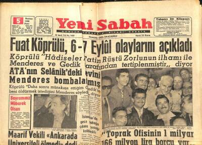 Yeni Sabah Gazetesi 5 Haziran 1960 - İstanbulda Gece Sokağa Çıkma Yasağı Kaldırıldı - Menderes Eşinin Aydına Gitmesine Razı Olmadı GZ123739 - 1