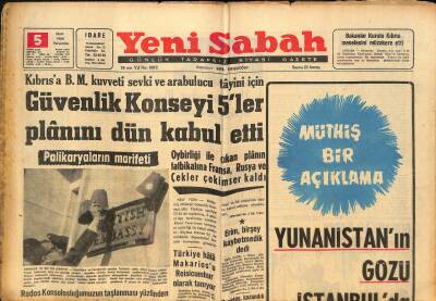 Yeni Sabah Gazetesi - 5 Mart 1964 - 40 Bin Türk Yardıma Muhtaç - Osman Denizin İdam Cezası da Tasvip Edilmedi GZ124144 - 1