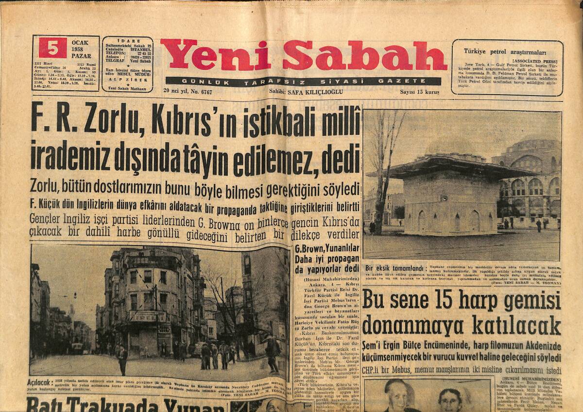 Yeni Sabah Gazetesi 5 Ocak 1958 - Rusya İle Saldırmazlık Paktı İmzalanması İstendi GZ148337 - 1