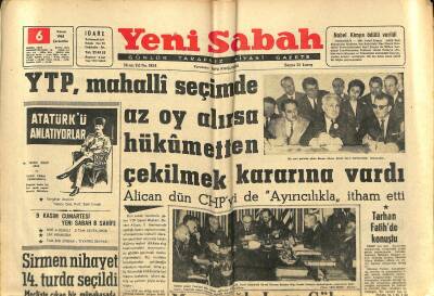 Yeni Sabah Gazetesi 6 Kasım 1963 - Şah Sinemaya Süreyyayı Alkışlamaya Gideceğim dedi - Tarhan Fatihde Konuştu GZ123820 - 1