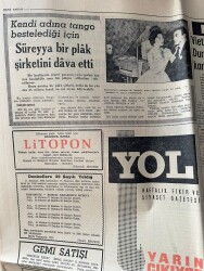 Yeni Sabah Gazetesi 7 Haziran 1962 - Suriye Yine Nasır'la Anlaşılıyor - Süreyya Bir Plak Şirketini Dava Etti GZ148275 - 2