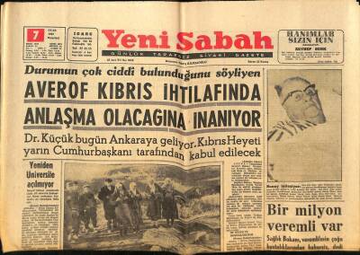 Yeni Sabah Gazetesi 7 Ocak 1963 - Abdülkerim Kasım Korgeneral Oldu - Y.Menderes Anadoluda Dolaşacak GZ124067 - 1