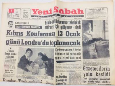 Yeni Sabah Gazetesi 7 Ocak 1964 - Kıbrıs Konferansı 13 Ocak ta Londra da GZ53333 - 1