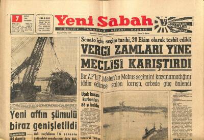 Yeni Sabah Gazetesi 7 Şubat 1963 - Ipsala Ovası Sular Altında - Margarin Yağı Sıkıntısı Olmayacak GZ123800 - 1