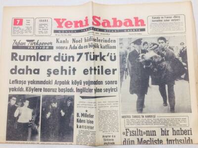 Yeni Sabah Gazetesi 7 Şubat 1964 - Rumlar 7 Türkü Şehit Etti GZ53375 - 1
