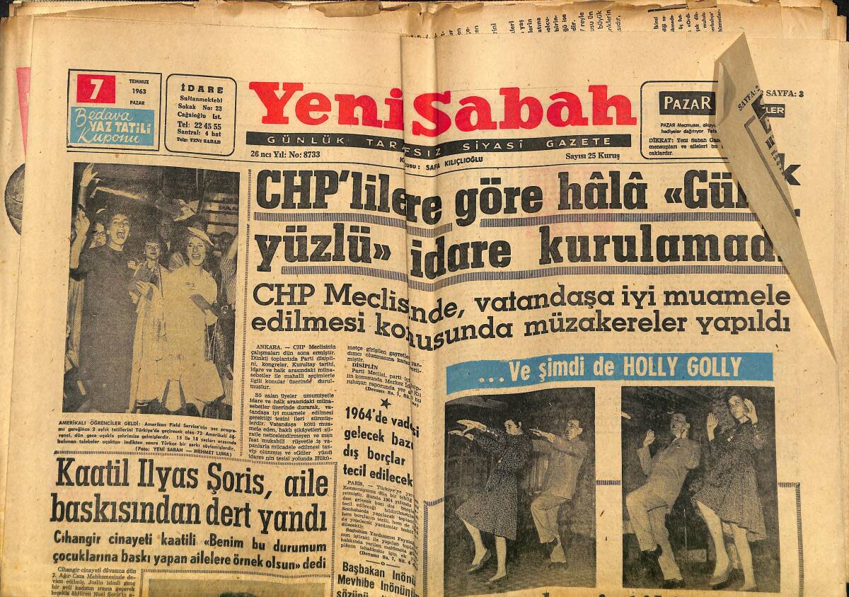 Yeni Sabah Gazetesi 7 Temmuz 1963 - Türkiye'nin En Sevilen Futbolcusu Metin Oktay, Lefter İse İkinci Sırada GZ148515 - 1