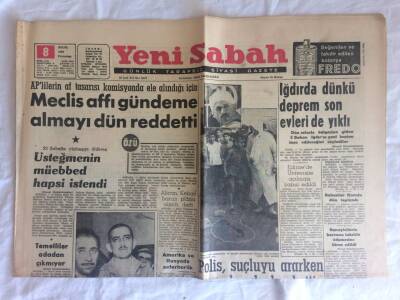 Yeni Sabah Gazetesi 8 Eylül 1962 - 23 Şubatta Yüzbaşıyı Öldüren Üsteğmenin Müebbed Hapsi İstendi GZ73345 - 1