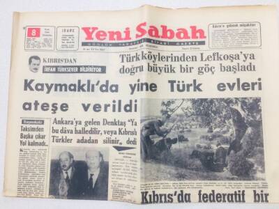 Yeni Sabah Gazetesi 8 Ocak 1964 - Kaymaklıda Türk Evleri Ateşe Verildi GZ53332 - 1