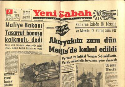 Yeni Sabah Gazetesi 8 Şubat 1963 - Tarihi Bir Hamam Kapalıçarşı Oluyor - Maliye Bakanı Tasarruf Bonosu Kalkmalı , dedi GZ123811 - 1
