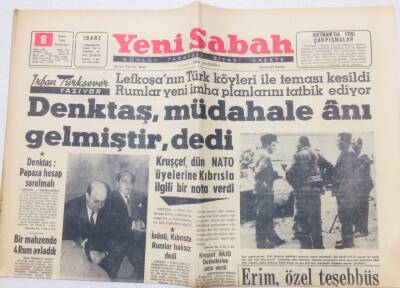 Yeni Sabah Gazetesi 8 Şubat 1964 - Rauf Denktaş Müdahale Anı Gelmiştir Dedi GZ53374 - 1