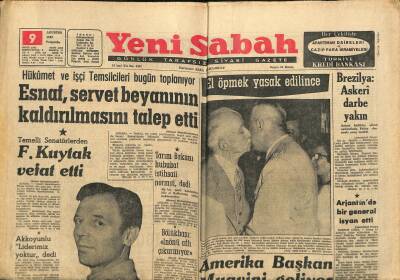Yeni Sabah Gazetesi 9 Ağustos 1962 - Marilynin Bankada 4800 Doları Çıktı - Brezilya Askeri Darbe Yakın GZ123861 - 1