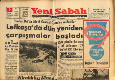 Yeni Sabah Gazetesi - 9 Mart 1964 - Üç Tacir, Oto İle Denize Yuvarlandı - Galatasaray Voleybolda Şampiyon GZ124140 - 1