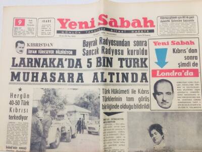 Yeni Sabah Gazetesi 9 Ocak 1964 - Larnakada Beş bin Türk Muhasara Altında GZ53331 - 1