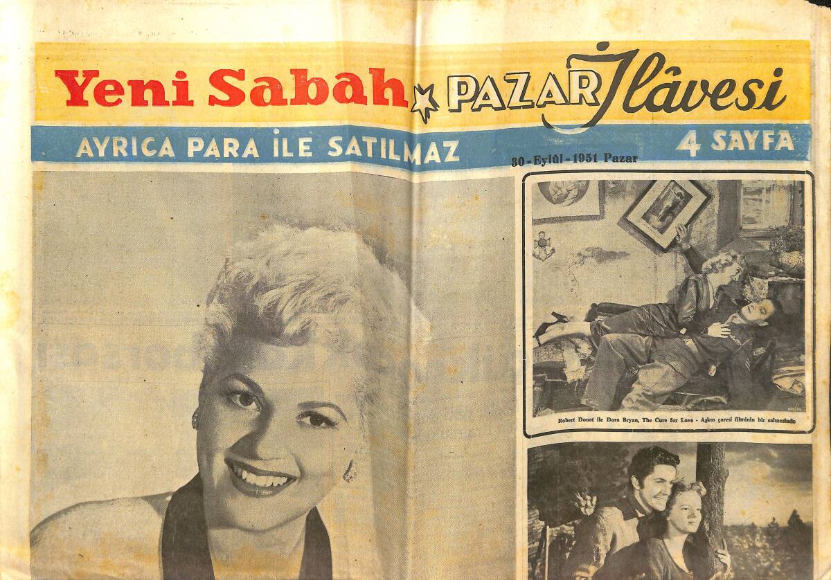 Yeni Sabah Gazetesi Pazar Eki 30 Eylül 1951 - Film Dünyasında Fakir Yıldızlar - 1952 Modası Hakkında GZ142549 - 1