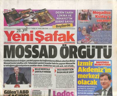 Yeni Şafak Gazetesi 1 Şubat 2015 - Yaşar Kemalden İyi Haber Yok - Mossad Örgütü GZ113276 - 1