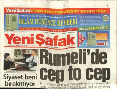 Yeni Şafak Gazetesi 1 Temmuz 2003 - Mostar Köprüsünü Erdoğan Açacak GZ62934 - 2
