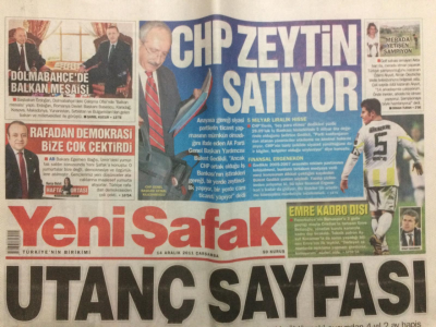 Yeni Şafak Gazetesi 14 Aralık 2014 - Utanç Sayfası, CHP Zeytin Satıyor GZ27529 - 1