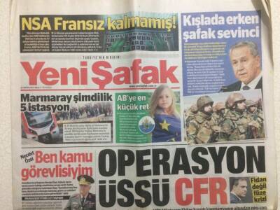 Yeni Şafak Gazetesi 22 Ekim 2013 - Kışlada Erken Şafak Krizi GZ29314 - 1