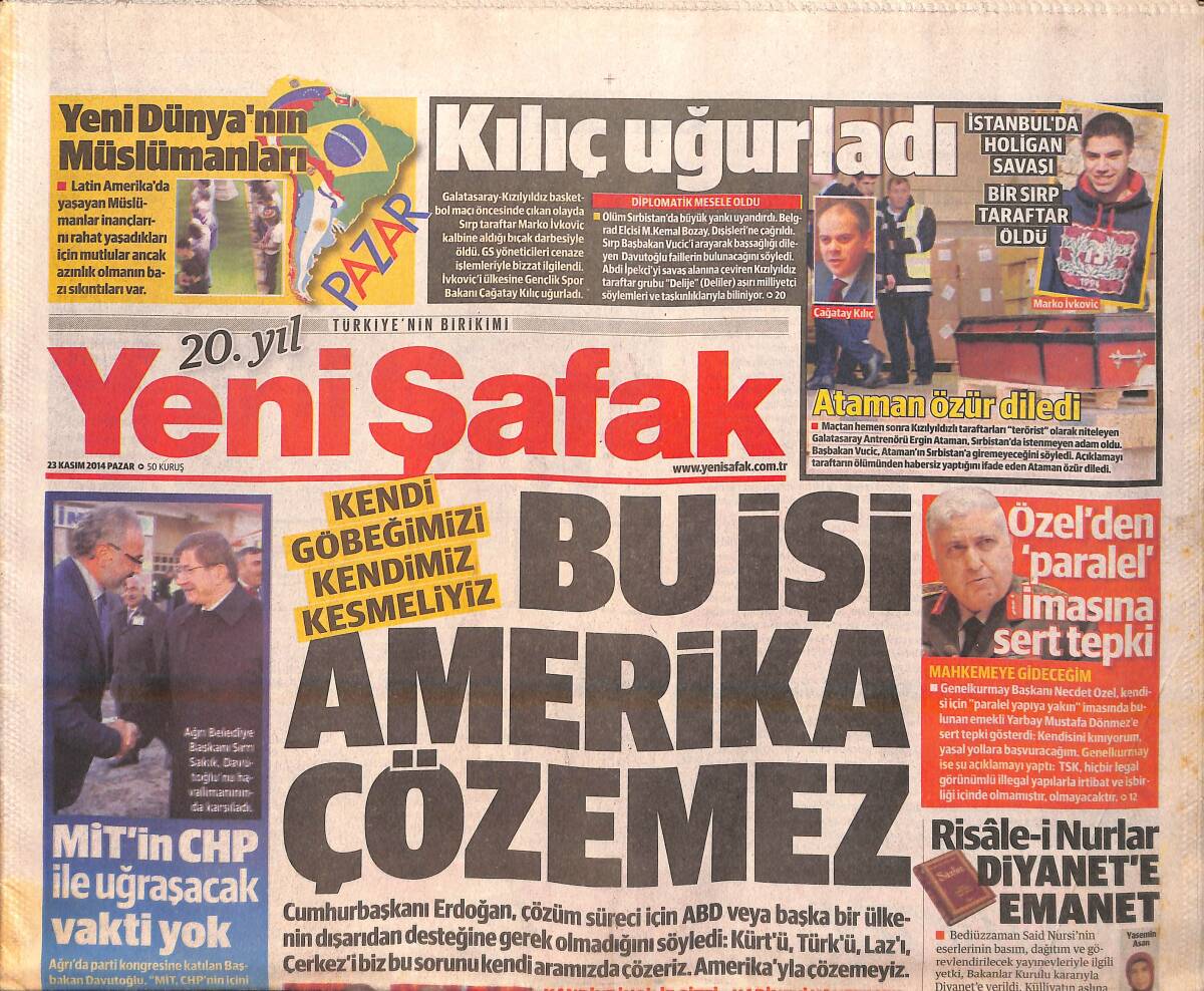 Yeni Şafak Gazetesi 23 Kasım 2014 - Halep'te Esed'e Darbe - Google'ı Bölme Teklifi GZ159901 - 1
