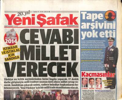Yeni Şafak Gazetesi 30 Mart 2014 - NSA 122 Devlet Liderini Fişledi - Tape Arşivini Yok Etti GZ98774 - 1
