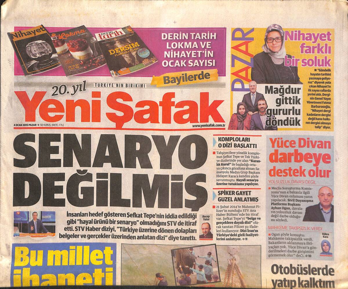 Yeni Şafak Gazetesi 4 Ocak 2015 - Ahmet Davutoğlu: Bu Millet İhaneti Unutmaz! - Muslera 15 Maçta 18 Gole Engel Olamadı! GZ136935 - 1